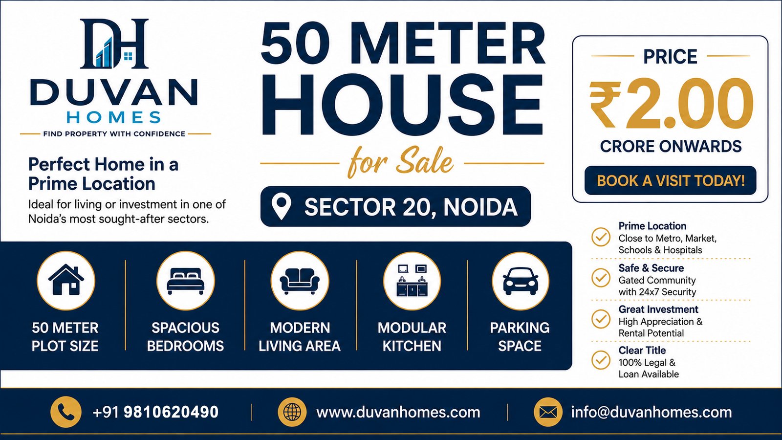 50 Meter House for Sale